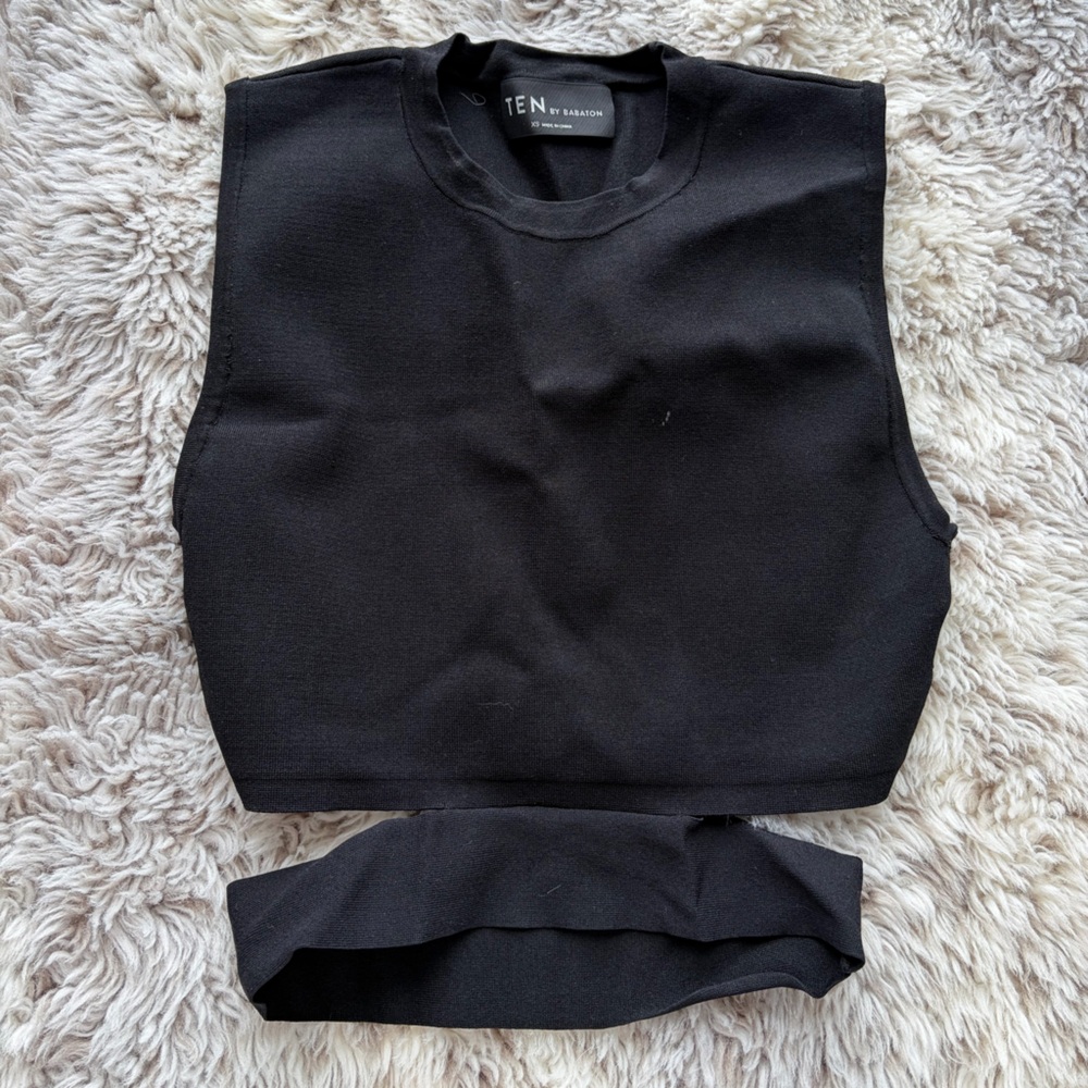 Ten by Babaton Black Tank Top with side cut outs